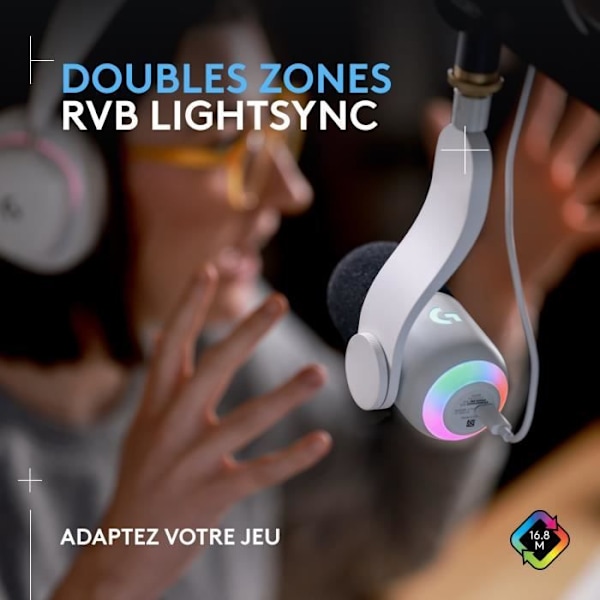 Logitech G Yeti GX Dynamic RGB-spelmikrofon med LIGHTSYNC för PC/Mac - Vit Vit