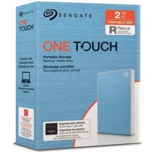 SEAGATE - Extern hårddisk - One Touch HDD - 2TB - USB 3.0 - Blå (STKB2000402)