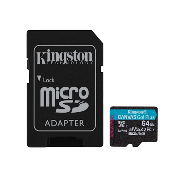 Minneskort microSDXC - KINGSTON - Canvas Go Plus - 64GB - 200MB/s - U3 V30 A2