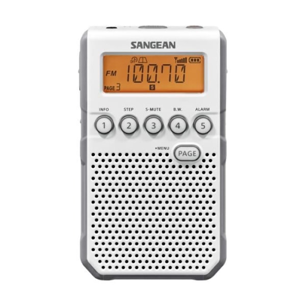 Bärbar radio - SANGEAN - POCKET 800 - AM/FM - 40 förinställningar - Kvalitetshögtalare Vit
