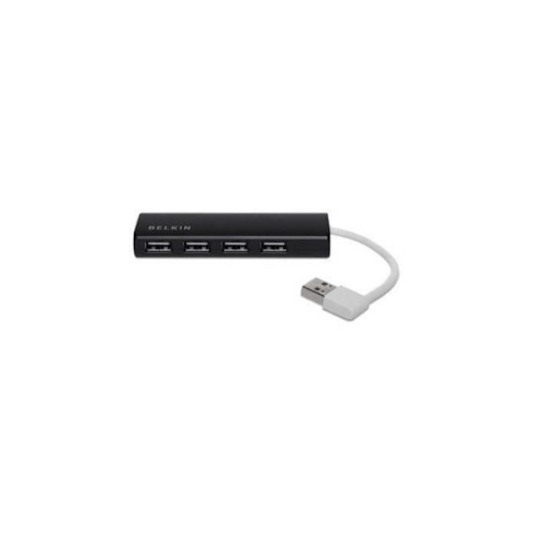 Ultra-Slim Hub - BELKIN - F4U042BT - 4 USB 2.0-portar - Plug and Play - Svart