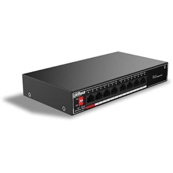 Desktop Switch - DAHUA - DH-SG1008P - 8 portar - Ohanterad - POE Svart