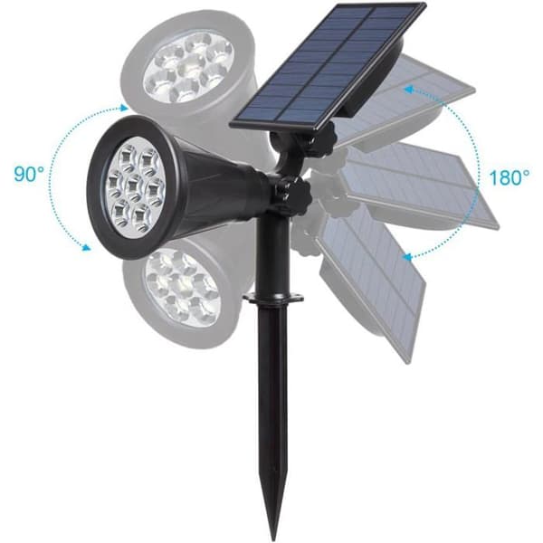 7 LED Solar Strålkastare, 2-i-1 Utomhus Solar Spotlight - 3000K IP55 180°