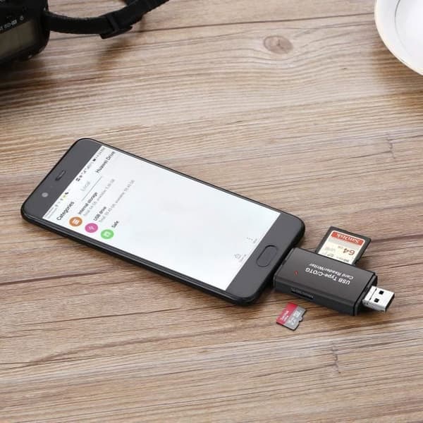 Hukommelseskortlæser - RD320 - USB, Micro USB, USB-C - Kompatibel med SD- og Micro SD-kort - 4 i 1