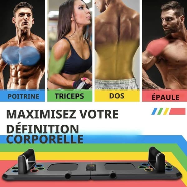 24-i-1 Push-up Board - Multifunktionel Sammenklappelig Push-up Board - Med 2 Modstandsbånd og Smart Tæller - Sort