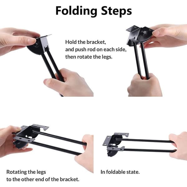 Sæt med 4 foldbare bordben 47 cm sorte hårnålebordben foldbart sofabordben med skruer