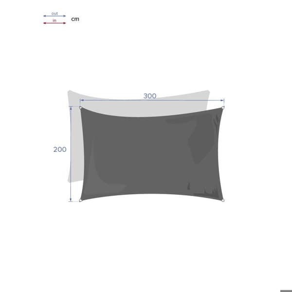 Rektangulært \"Curacao\" taupe solsejl, 3x2m, polyester - Hespéride