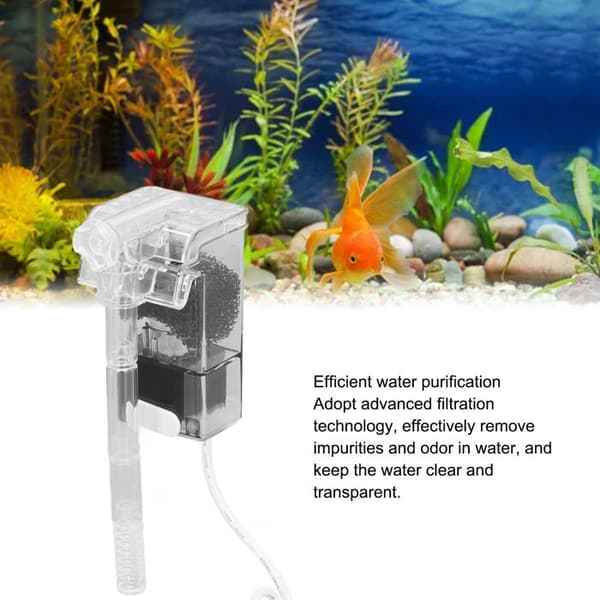 Ultra-stille vandfaldsfilter – 250 L/t justerbart – til nanoakvarier ≤35 cm