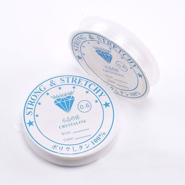 0,6 mm elastisk tråd - Elastisk tråd til hobby - 15 meter Transparent