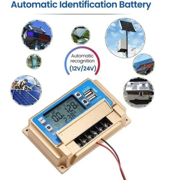 60A MPPT Solar Charge Controller – 12V/24V Laddare – 99% Spårningseffektivitet – Bluetooth LCD-display – Flera skydd