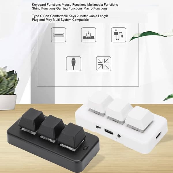 Mini mekanisk tastatur – MK321BT – dobbelt USB+Bluetooth-tilstand – kan tilpasses – hvid