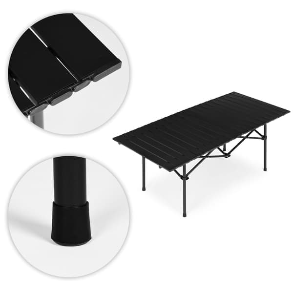 Fällbart campingbord 120x55 cm, svart, med väska