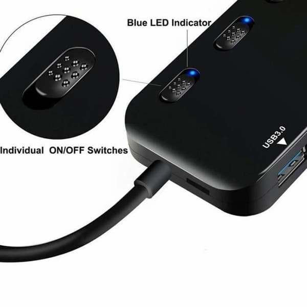 USB 3.0-hubb - Multi 4 portar - Överspänningsskydd - Smart laddning