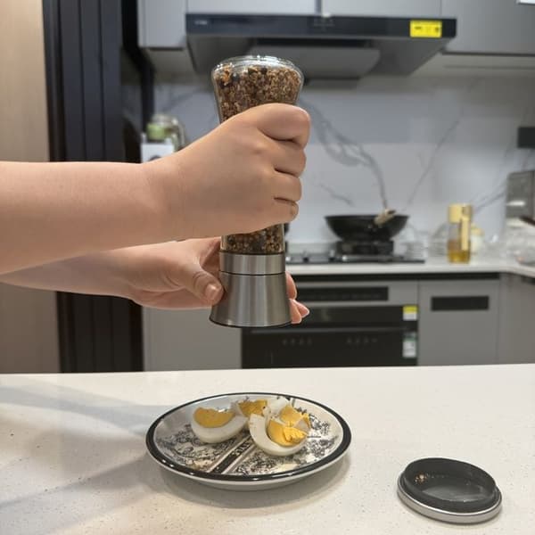 Set med 2 robusta salt- och pepparkvarnar i rostfritt stål – Utrustade med justerbara keramiska malverk