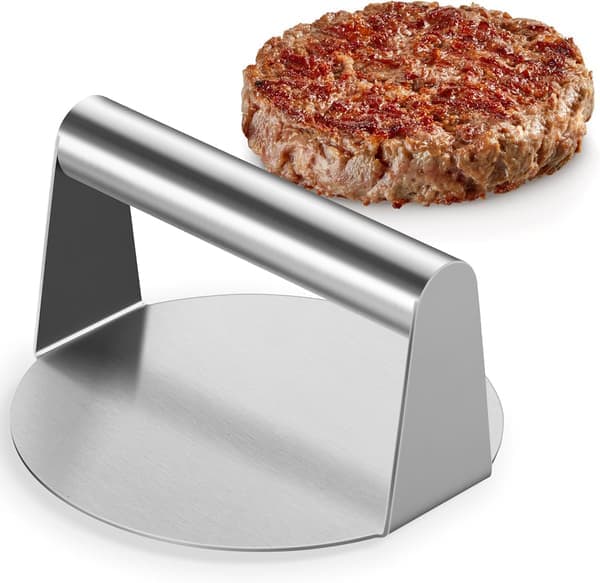 Press rustfritt stål hamburgerkutter Flat-Top Grill Press Bacon Biff Biffsandwich Kraftig og tåler oppvaskmaskin Tilbehør og verktøy