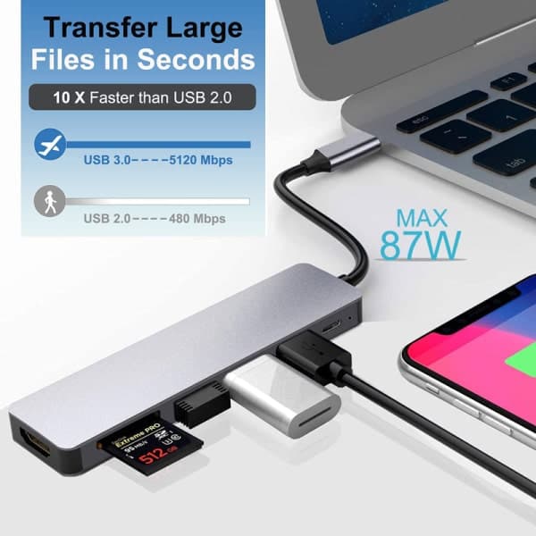 USB C Docking Station USB C Hub Adapter til flere skærme med 4 TU 4 i 1
