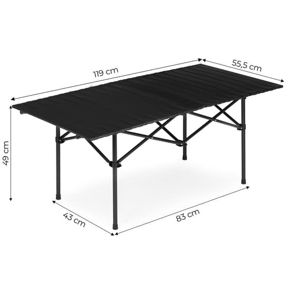 Fällbart campingbord 120x55 cm, svart, med väska