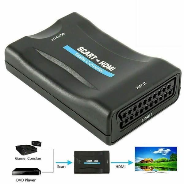 SCART-til-HDMI-konverter - Adapter - 1080P - Plug and Play - Sort - Høj kvalitet
