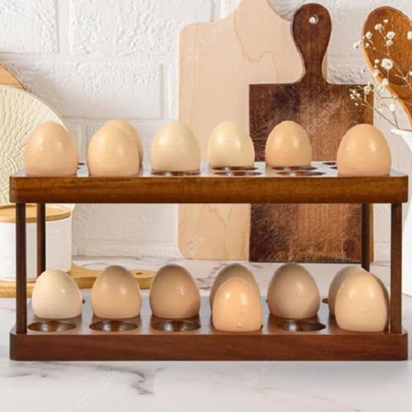 Eggoppbevaringsboks | Benkeplate eggholder | Dobbel-lags eggbrett