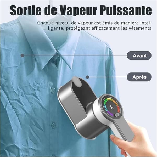 Vertikal klesdamper: 1200W reiseklesdamper med 120 ml vanntank, 2-i-1 dampdesign
