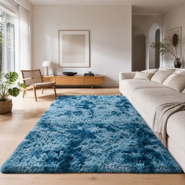 Mjuk, halkfri ryamatta av allergivänlig polyester för vardagsrum och sovrum, 160 x 230 cm, marinblå