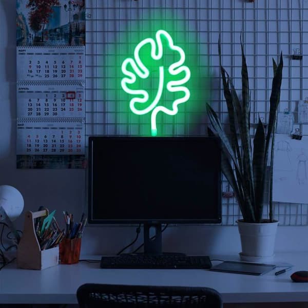 Grønt blad neonskilt LED neonlys for vegger LED neoneffekt lyspanel for soverom