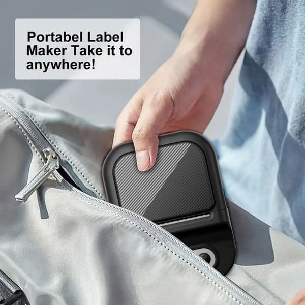 Mini lomme termoprinter – blækfri, Bluetooth – studerende, fotolabels – sort