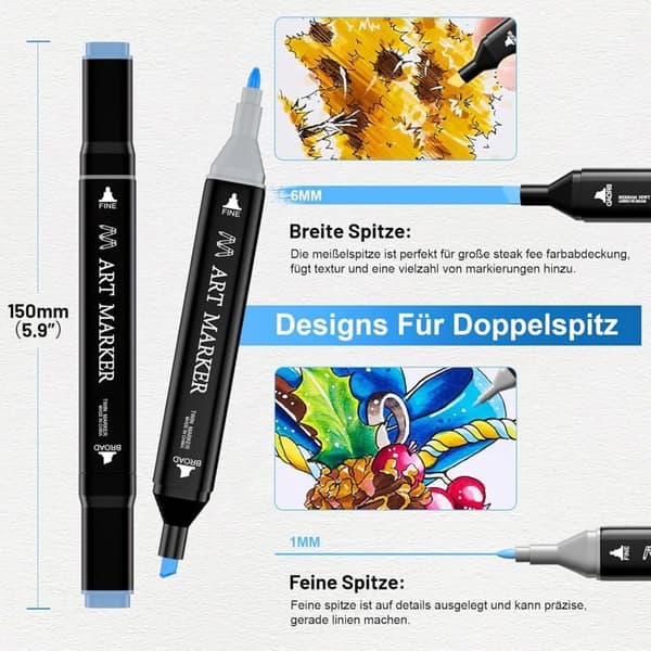 Sett med 40 alkoholbaserte permanente tusjer, graffititusjer, fettusjer (40 stk)