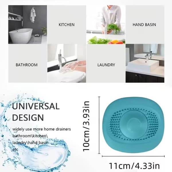 6-delt silikonavløpsfiltersett - Universelt hårfilter - Dusjfilter - Kjøkkenvaskfilter - Vaskfilter
