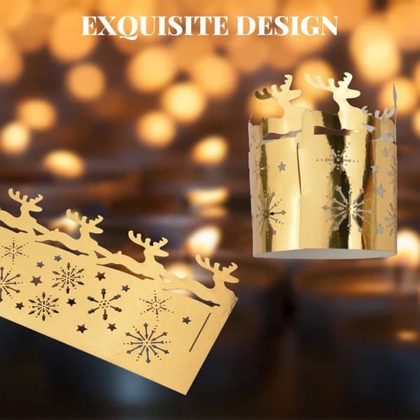 Jul servietringe, 50 stk., reflekterende guld snefnug servietringe, serviet holder