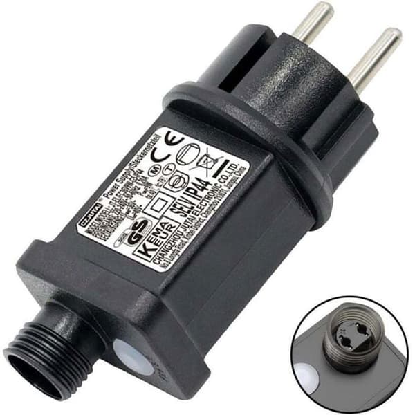 Blinkende LED-lys for lyslenker, 31V 6W plugg, 9 moduser med timerfunksjon, IP44 vanntett LED-transformator