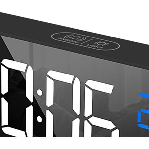LED-väckarklocka – spegeldisplay, tyst drift, temperaturvisning – för sovrum, kontor – svart