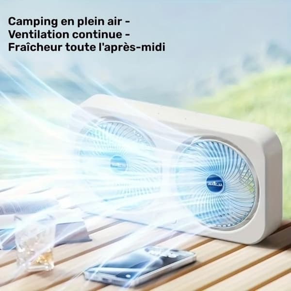 Bærbar dobbeltblæser, 3 hastigheder, lydløs, USB. Til kontor, kollegieværelse, camping (sort).