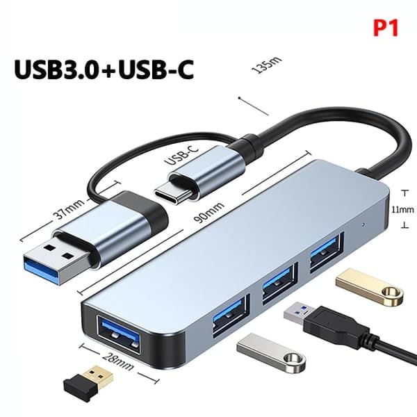 USB C Docking Station USB C Hub Adapter til flere skærme med 4 TU 4 i 1