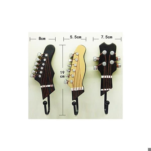 Väggkrokar - Gitarr - 3 krokar - Flera färger - Heminredning