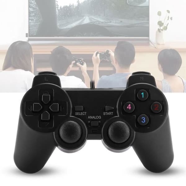 USB-spillkonsoll, kablet USB bærbar spillkontroller, svart gamepad for PC (svart)