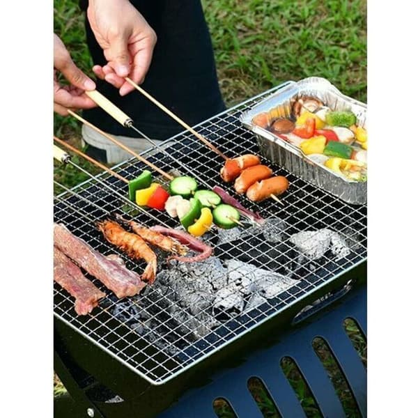 40x25 cm BBQ Grill Rustfritt Stål Utendørs Matlagingsgrill Grilltilbehør