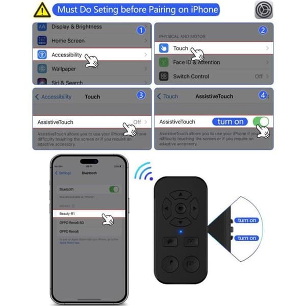 Bluetooth fjernkontroll sidevender TikTok - Foto-/video-utløser og avstandsrulling for iPhone, Android, Kindle E-bokleser