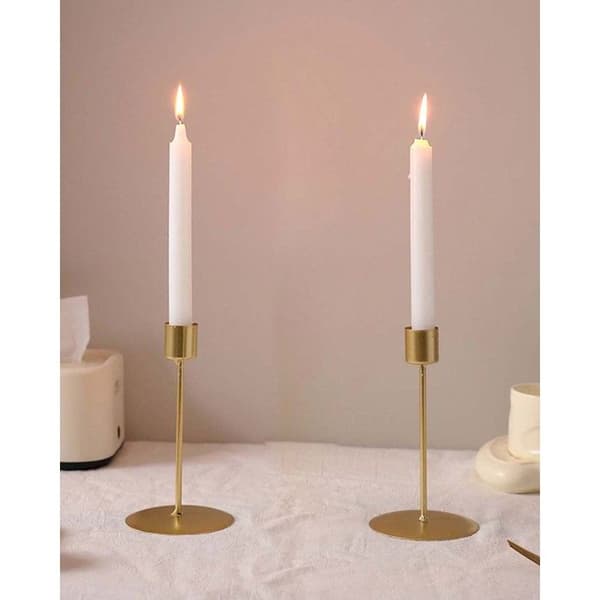 Ljusstake - Konisk - 2 delar - Guld - 16,5 cm