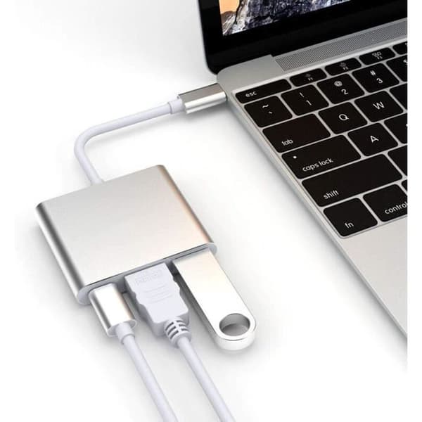 USB C til HDMI-adapter - 4K - 3 porter - Plug & Play - Bærbar