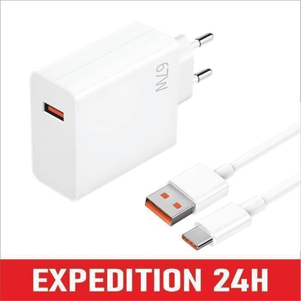 Strømadapter - 67W - Hurtiglading - USB-C - 1m kabel inkludert