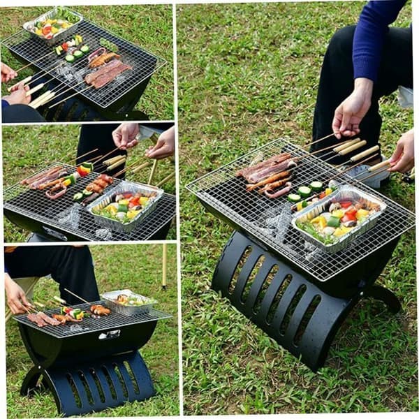 40x25 cm BBQ Grill Rustfritt Stål Utendørs Matlagingsgrill Grilltilbehør