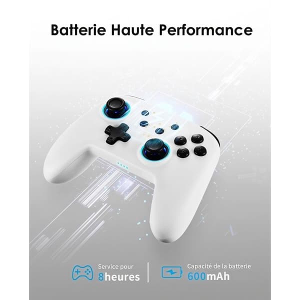 Switch/2/OLED/LITE LED RGB VIT Kontroll - Trådlös Bluetooth-kontroll - Hall Joysticks - 6 Axlar - Vibration - Programmerbar Knapp