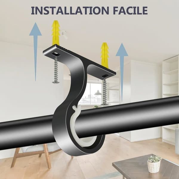 Gardinstångsfästen - 4 stycken - Ø25-28mm - Rostfritt aluminium - Enkel installation