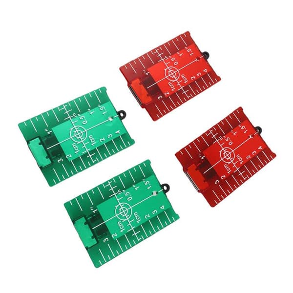 4 stk. Lasermålplader – 10×7 cm – Magnetisk Reflekterende – til Nivellering og Byggepladser