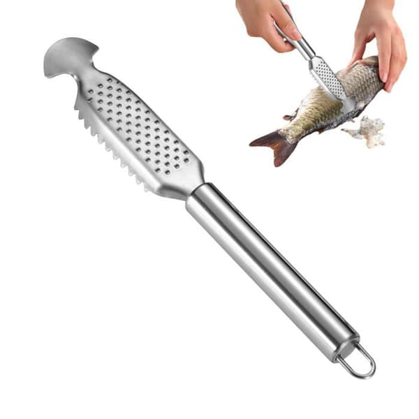 Fiskeskælsskraber i rustfrit stål med ingefærriverdesign til professionelle og hjemmekokke