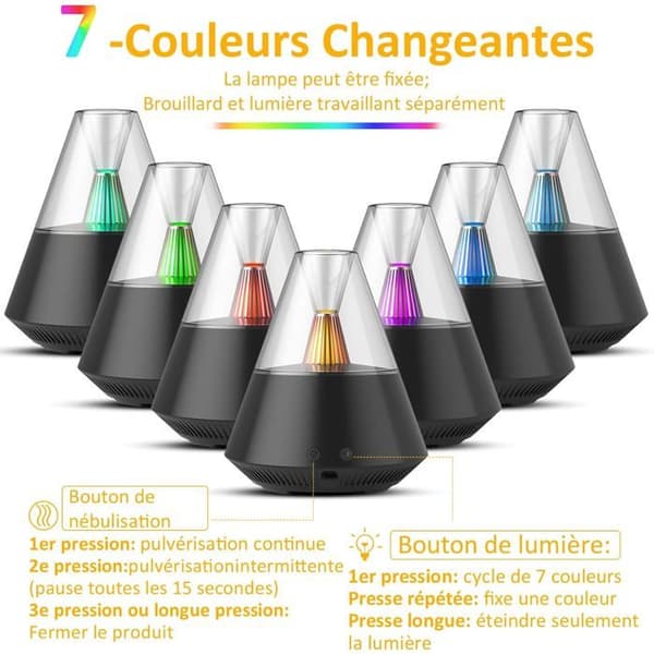 Elektrisk æterisk oliediffuser, aromaterapi oliediffuser med fjernbetjening, automatisk slukning, 7 LED-lys