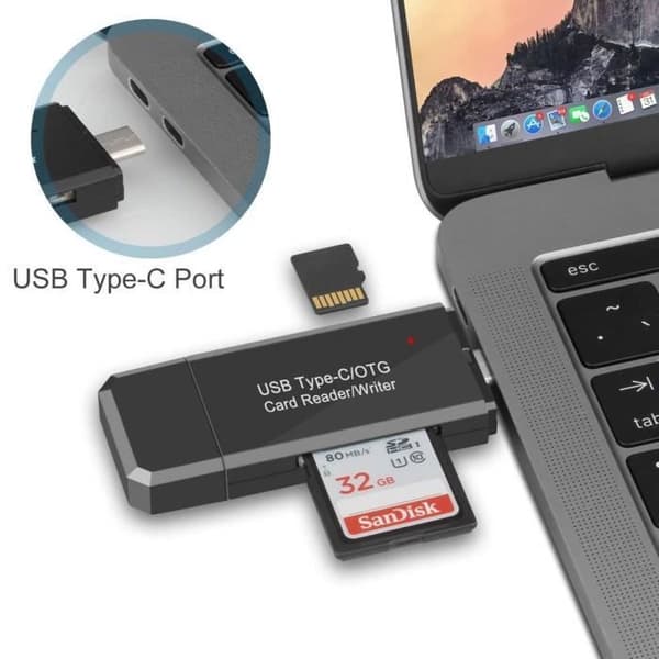 Hukommelseskortlæser - RD320 - USB, Micro USB, USB-C - Kompatibel med SD- og Micro SD-kort - 4 i 1
