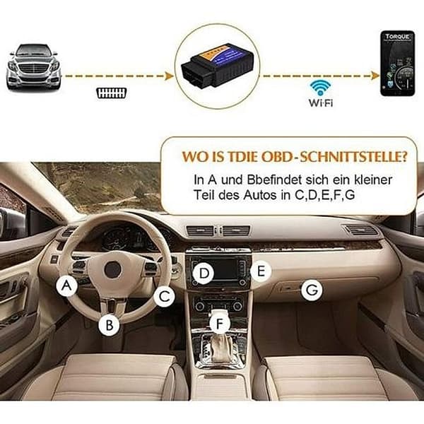 OBD2 WiFi-diagnoseværktøj - OBD II-scanner ELM327 - Kompatibel med alle OBD-II-køretøjer - Over 3000 fejlkoder
