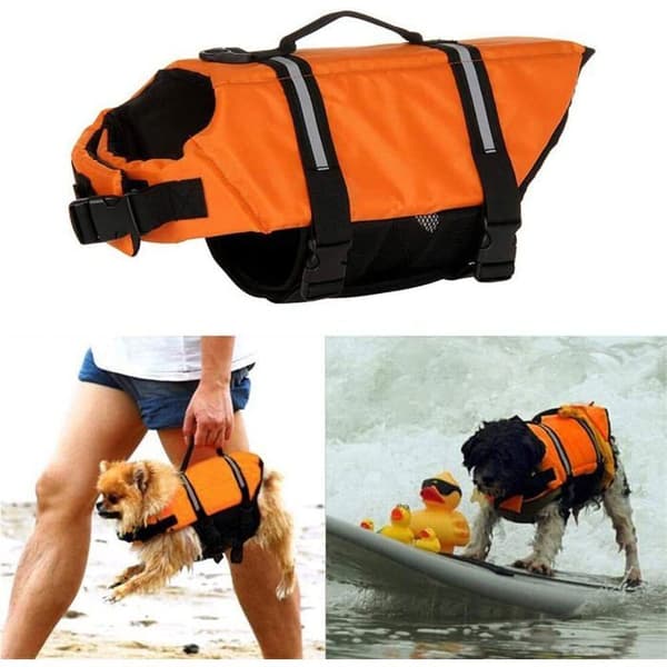 Redningsvest for hund, størrelse XXL. Refleksstriper og justerbart belte, optimal sikkerhet til sjøs.